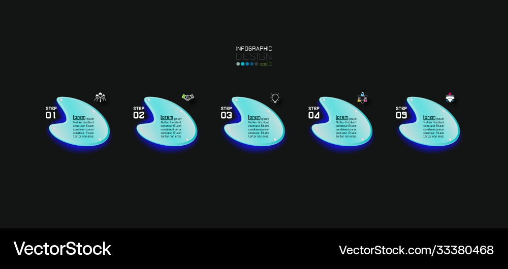 Glow image design has five steps to present tasks vector image
