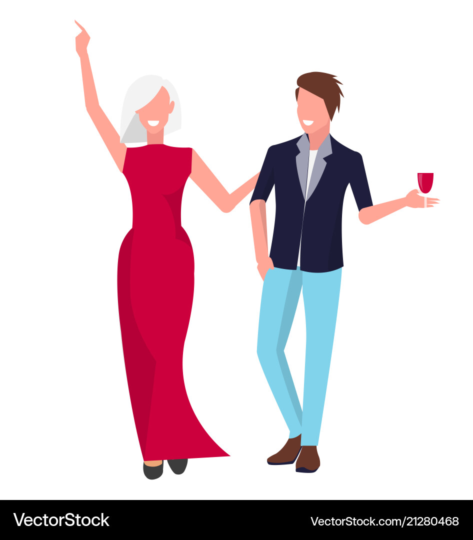 Happy couple on party icon Happy couple on party icon vector image
