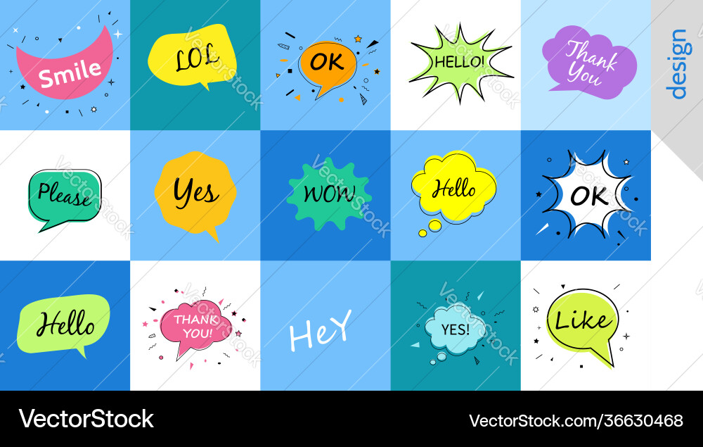 Hello wow ok yes speech bubbles with dialog words Hello wow ok yes speech bubbles with dialog words vector image
