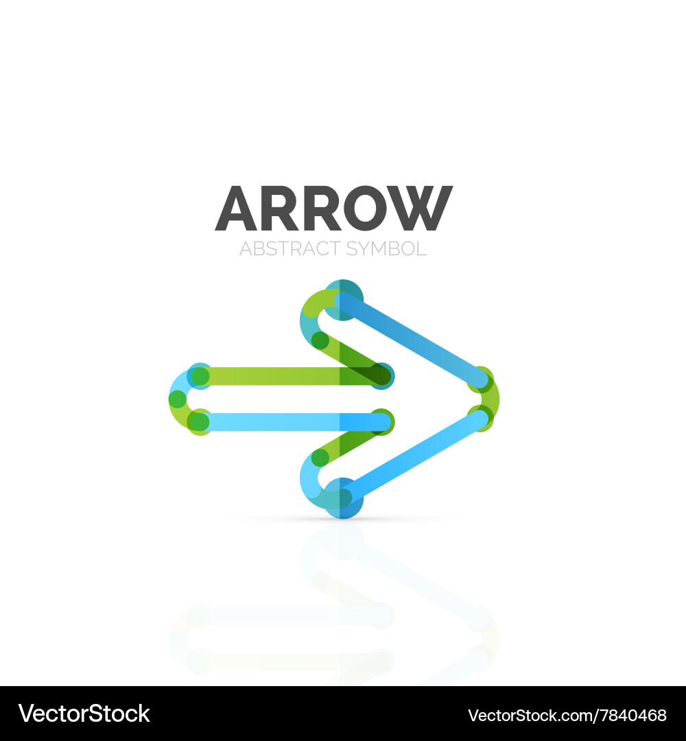 Linear arrow abstract logo connected multicolored Vector Image