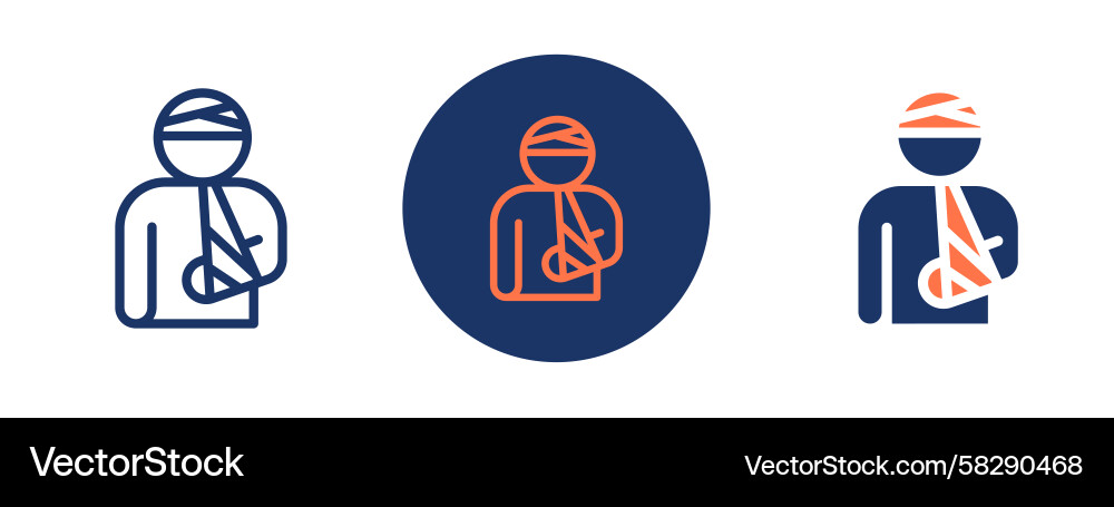 Man with Arm Cast in Multiple Positions Vector Image
