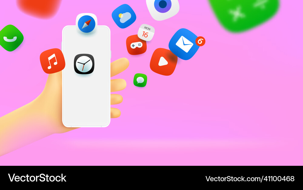 Man with smartphone mobile application icons Vector Image