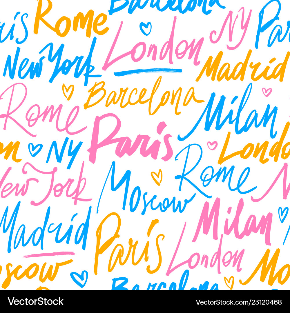 Seamless pattern with names of world cities Seamless pattern with names of world cities vector image