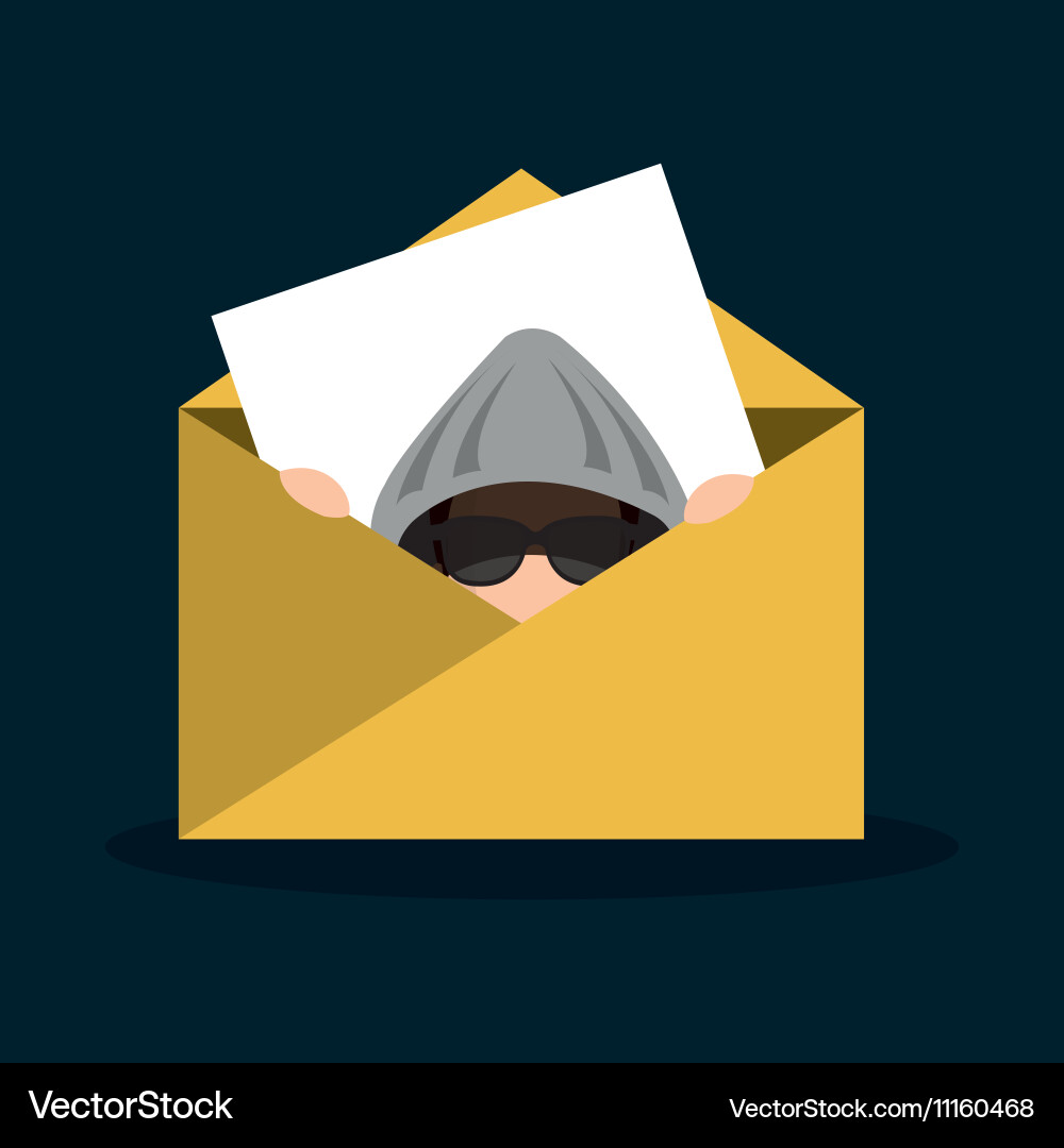 Secure Hacker Email Icon vector image