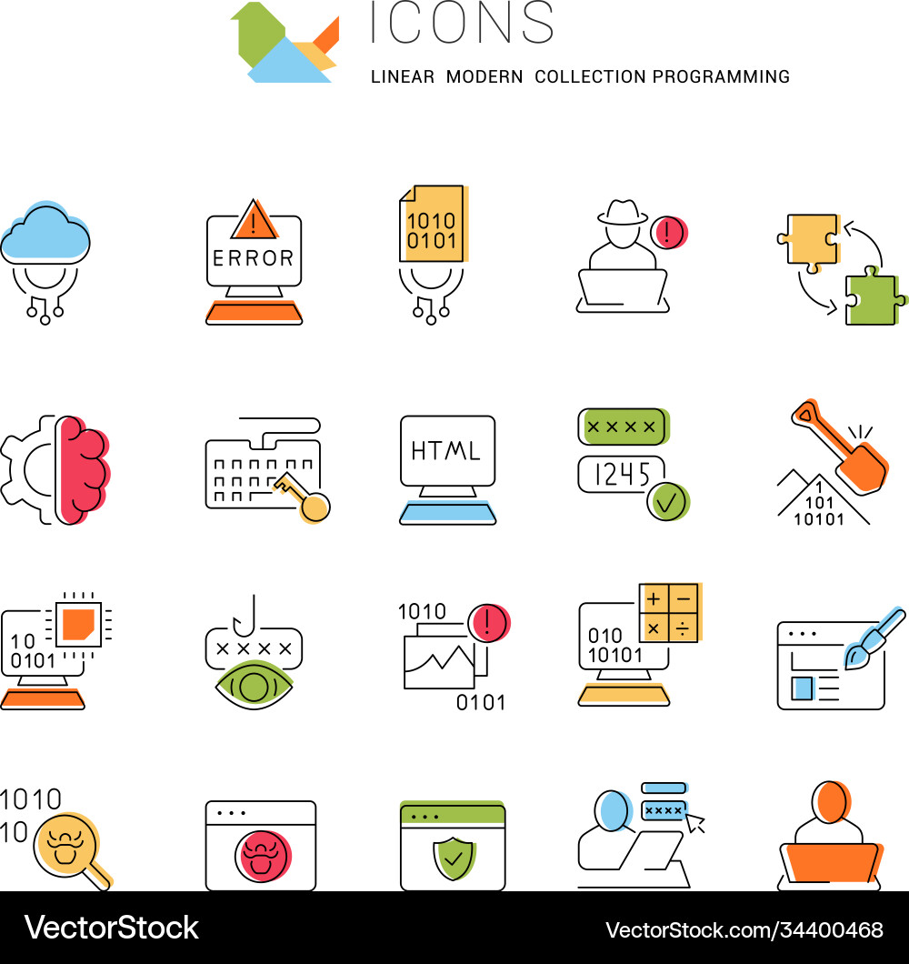 Set line icons programming Set line icons programming Vector Image