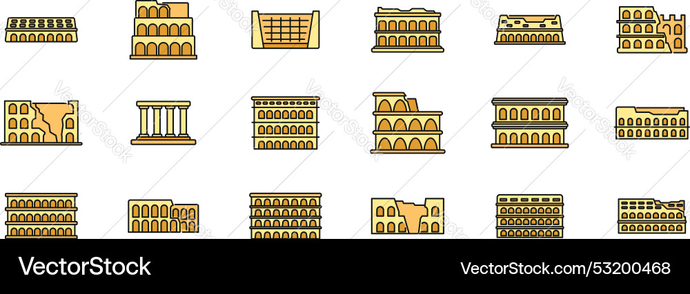 Set of coliseum icons representing ancient roman Set of coliseum icons representing ancient roman vector image