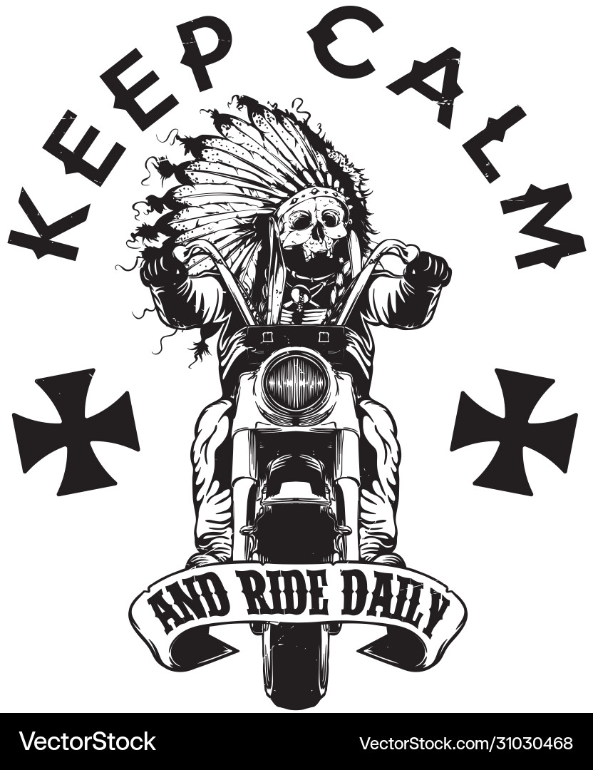 Skull Rider Native Motorcycle Vector Image