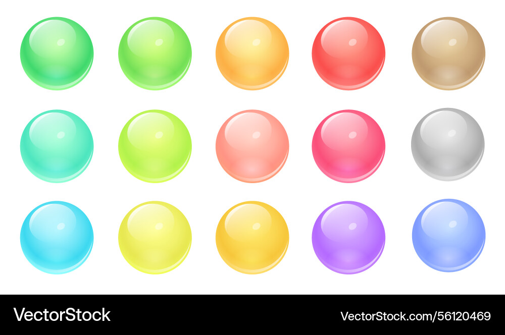 3d round color buttons glossy circle icons 3d round color buttons glossy circle icons vector image