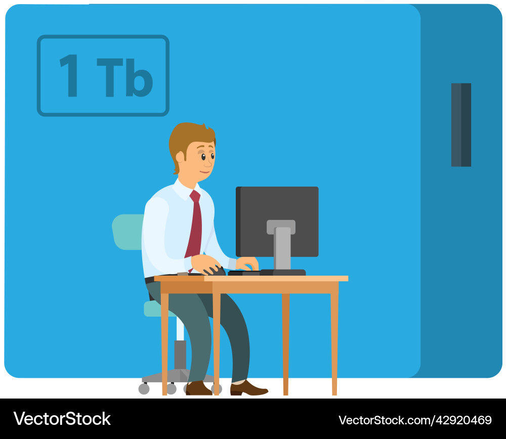 Business man uploading large data files Vector Image