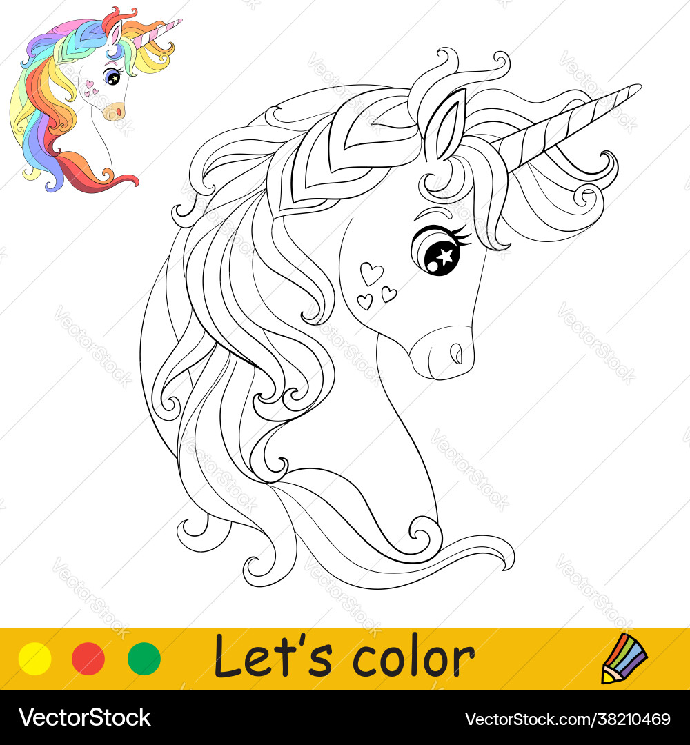 Cartoon cute unicorn with long rainbow mane Cartoon cute unicorn with long rainbow mane vector image