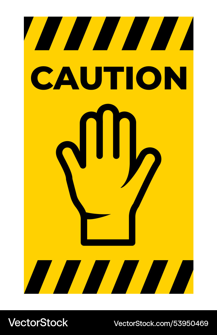Caution sign with hand symbol for safety awareness Caution sign with hand symbol for safety awareness vector image