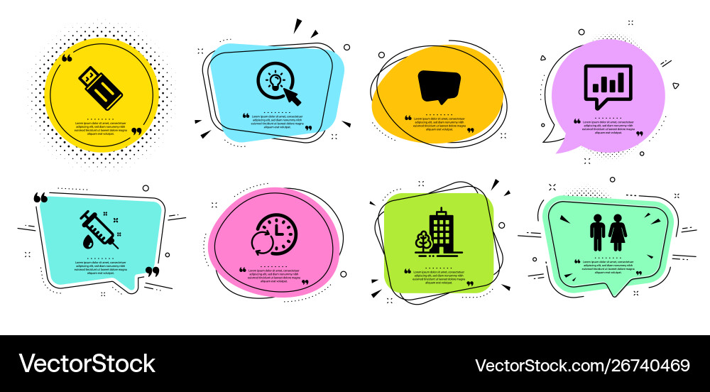Chat message update time and usb flash icons set Vector Image