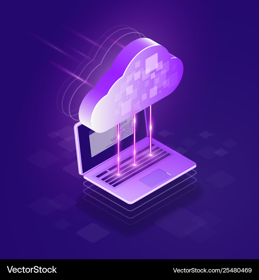 Cloud Computing Isometric Concept Vector Image