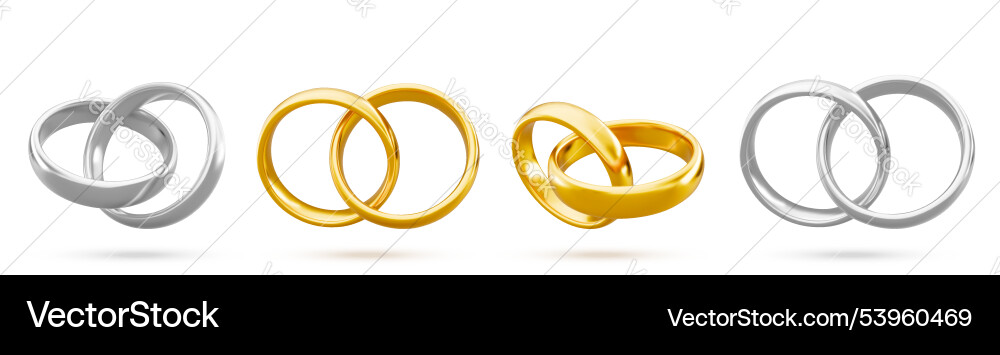 Golden and silver rings set Golden and silver rings set vector image