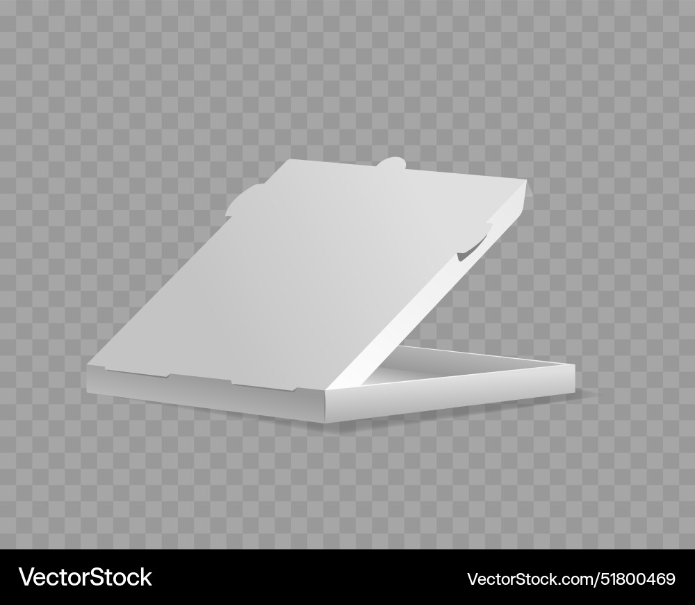 Image of empty white pizza box with its lid open Image of empty white pizza box with its lid open vector image