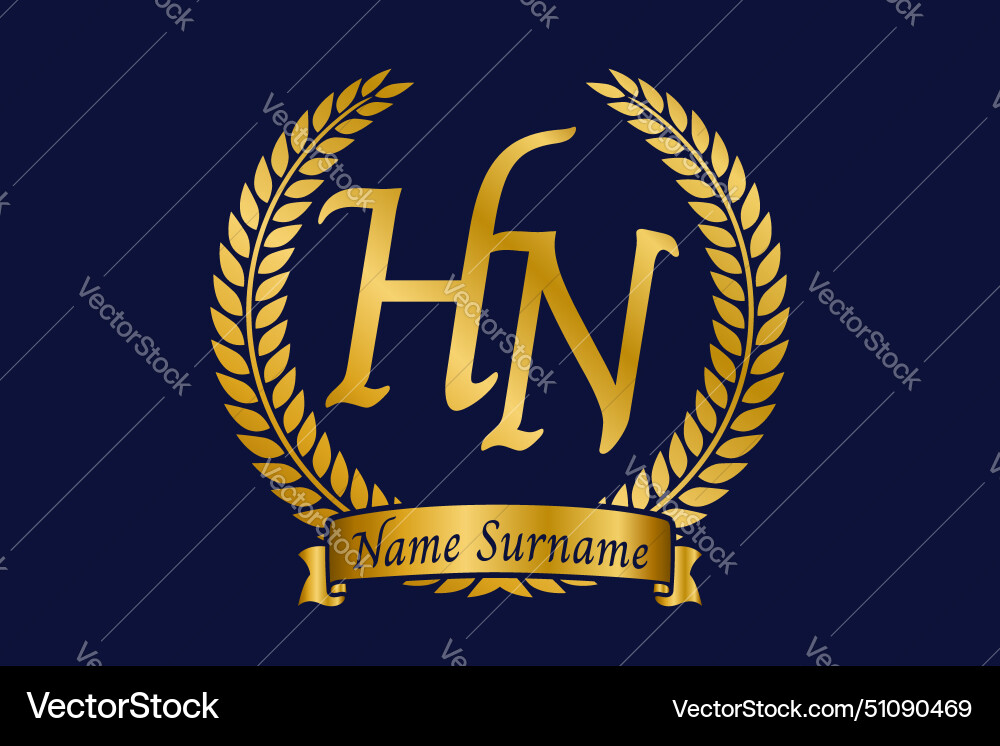 Initial letter h and n hn monogram logo design Initial letter h and n hn monogram logo design vector image