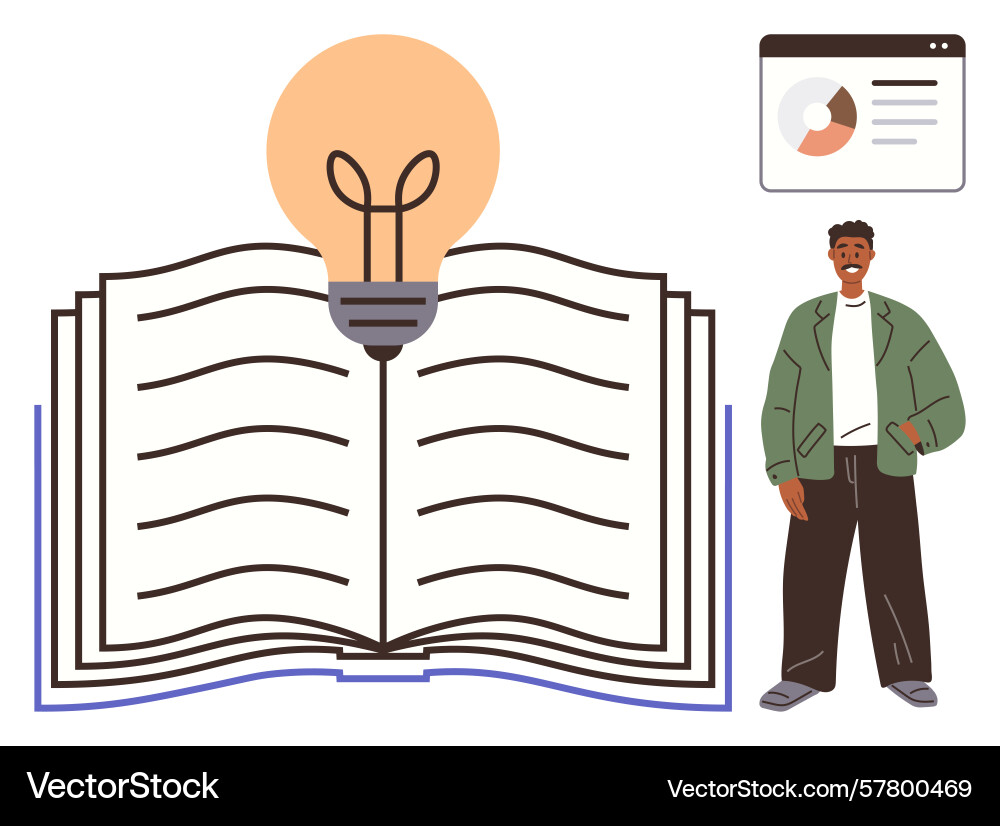 Knowledge concept with open book light bulb Knowledge concept with open book light bulb vector image