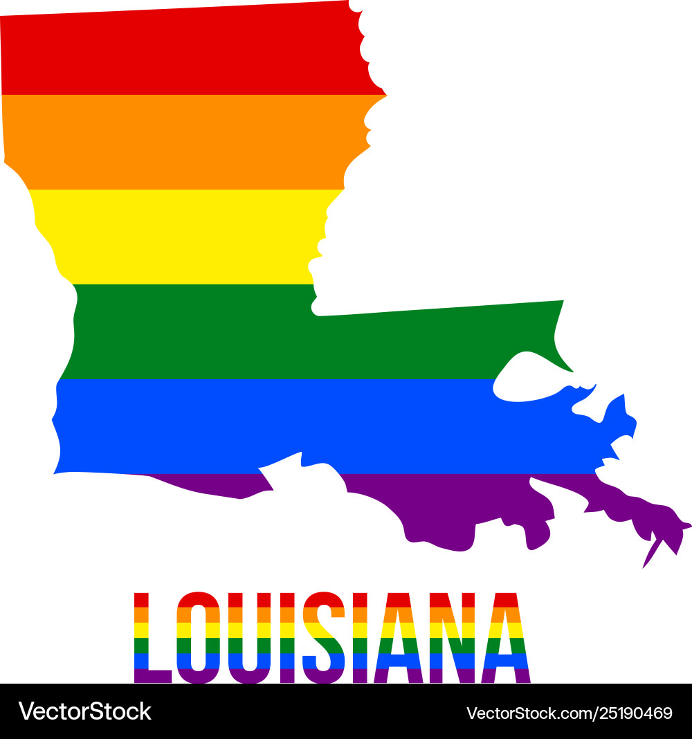 Louisiana state map in lgbt rainbow flag Louisiana state map in lgbt rainbow flag Vector Image