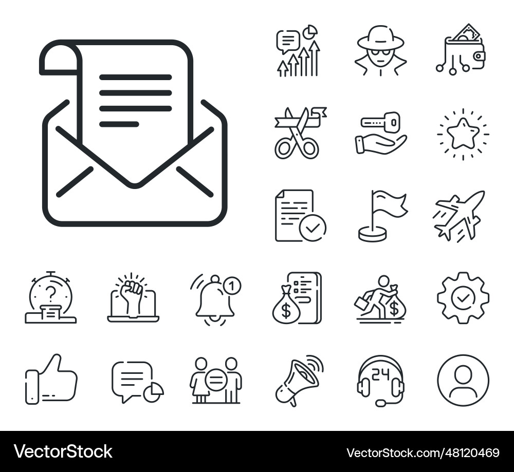 Mail newsletter line icon read message vector image