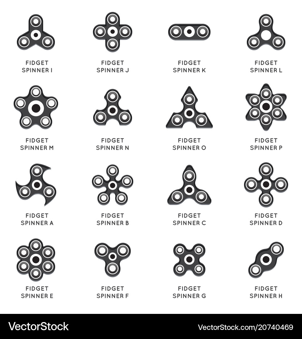 Set spinner or fidget different shapes Set spinner or fidget different shapes vector image
