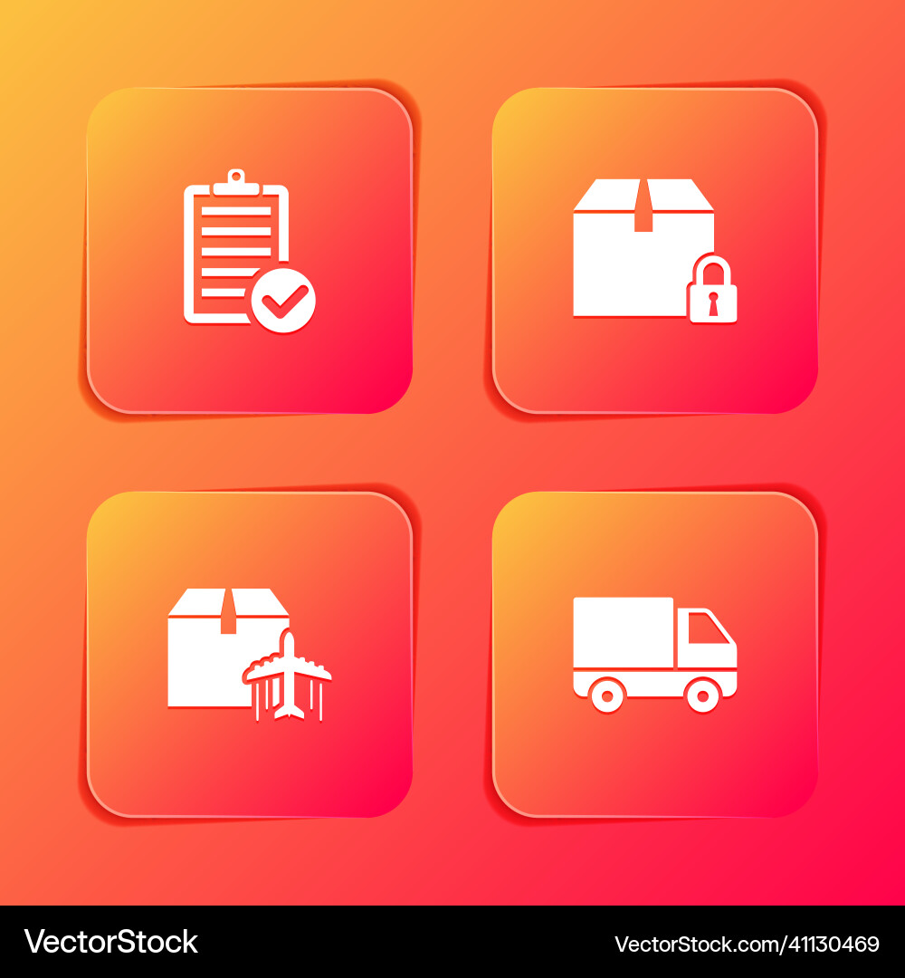 Set verification of delivery list locked package Set verification of delivery list locked package vector image