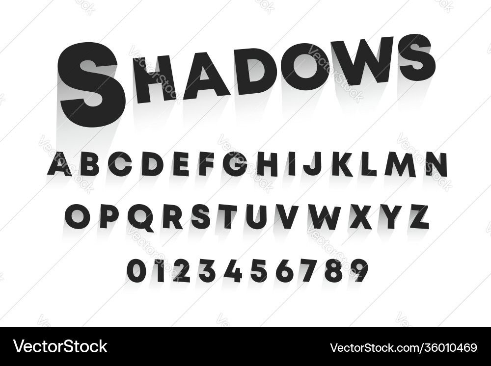 Shadows alphabet template set letters Shadows alphabet template set letters vector image