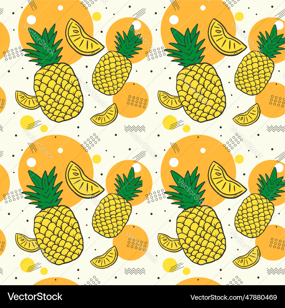 Summer pattern background design with pineapples Summer pattern background design with pineapples vector image