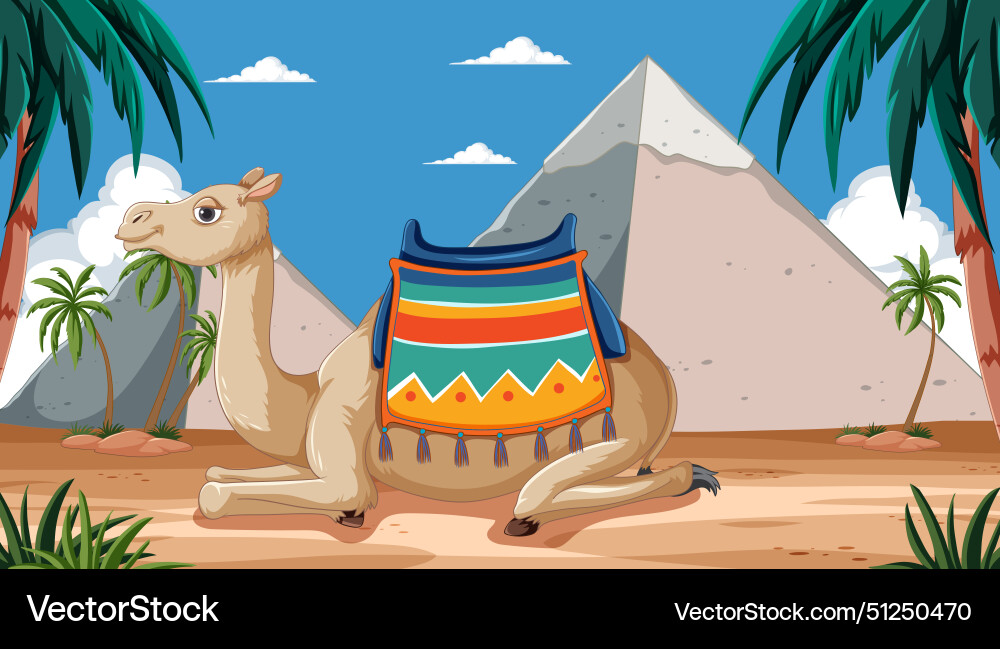 A camel by the pyramids A camel by the pyramids Vector Image