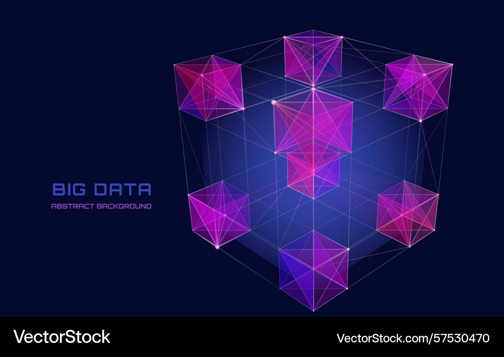Abstract 3d grid cube from dots and lines vector image