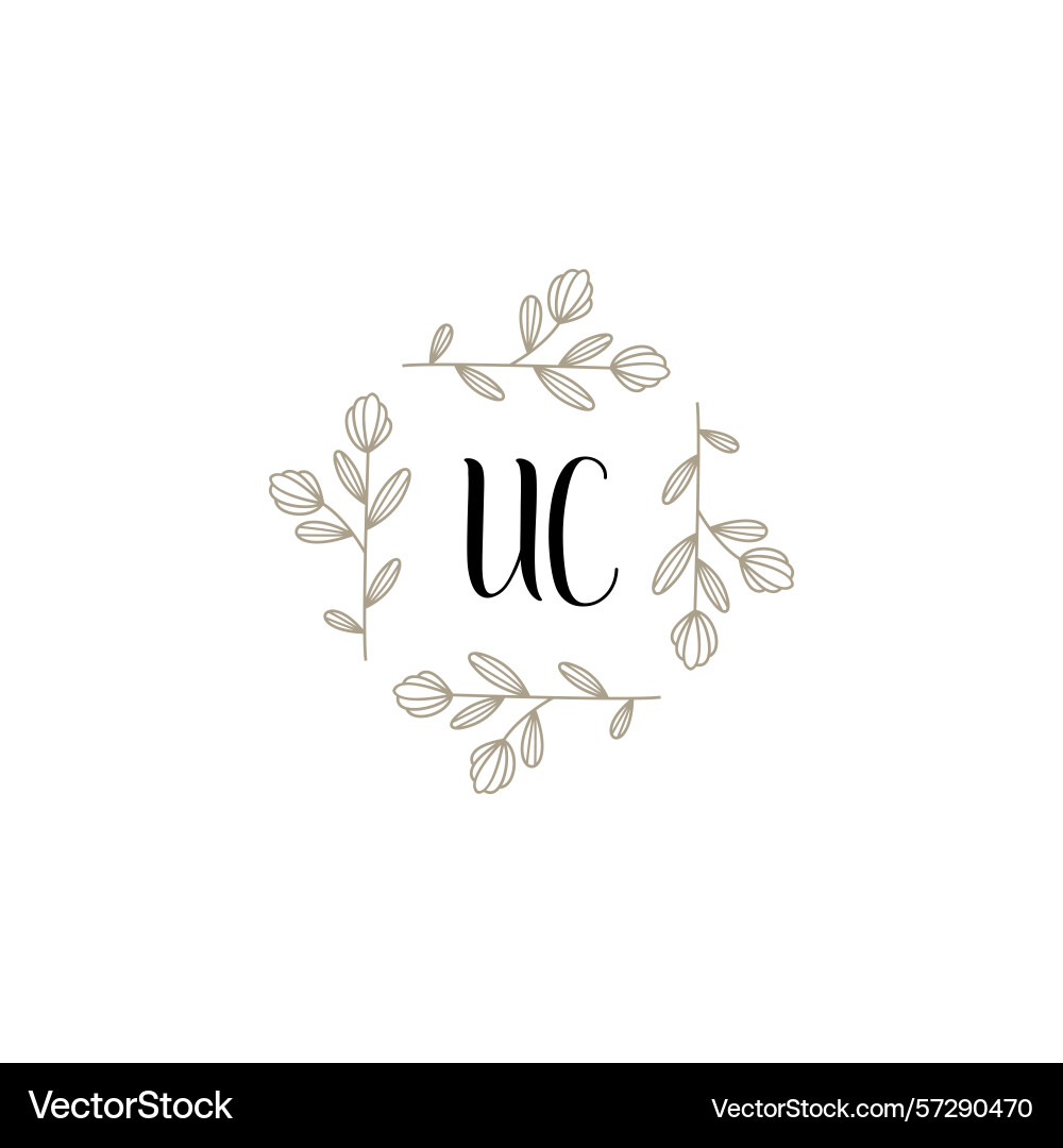 Botanical monogram logos with initial uc Botanical monogram logos with initial uc Vector Image