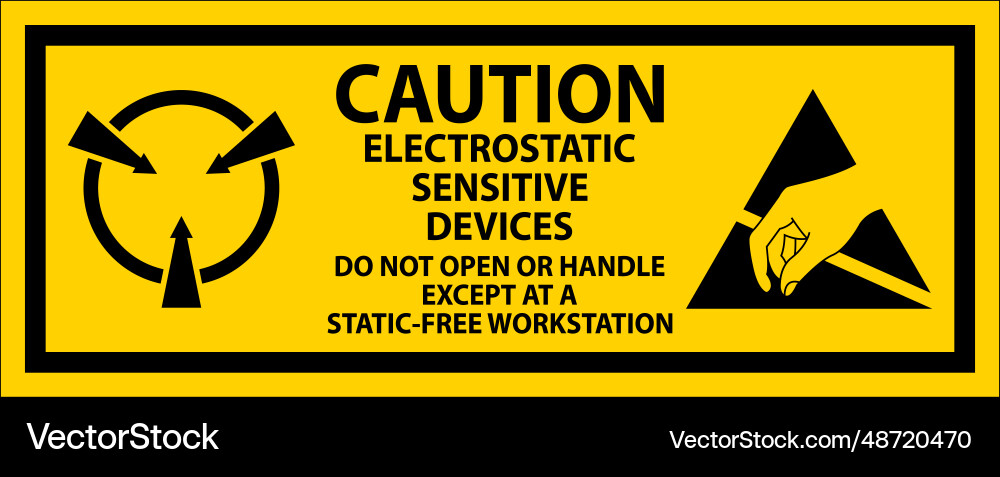 Caution electrostatic sensitive devices Caution electrostatic sensitive devices Vector Image