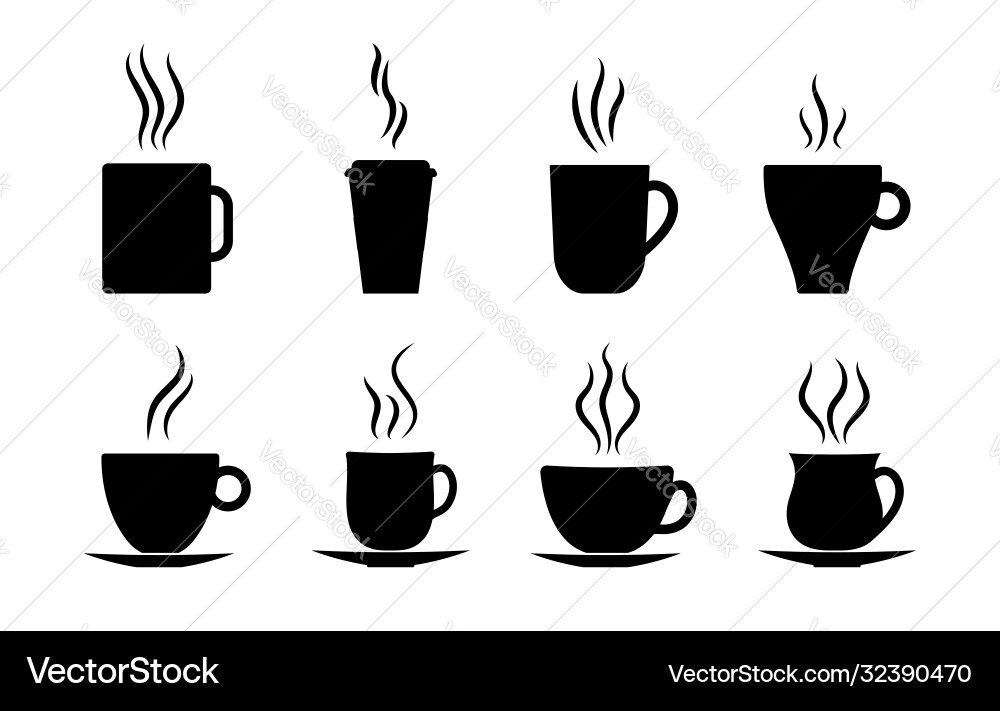 Coffee cups icon silhouette hot tea latte vector image