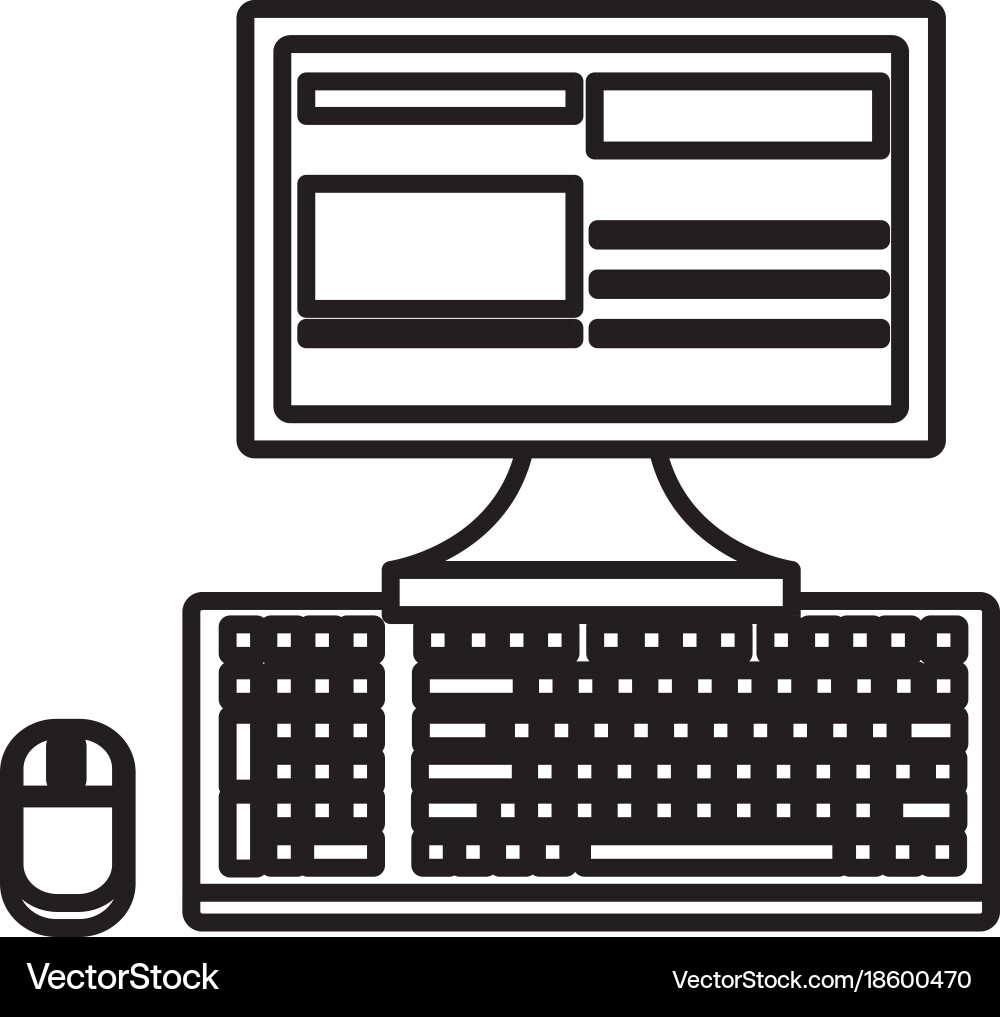 Computer with mouse and keyboard Vector Image