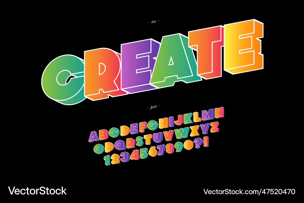 Create font 3d bold style Create font 3d bold style vector image