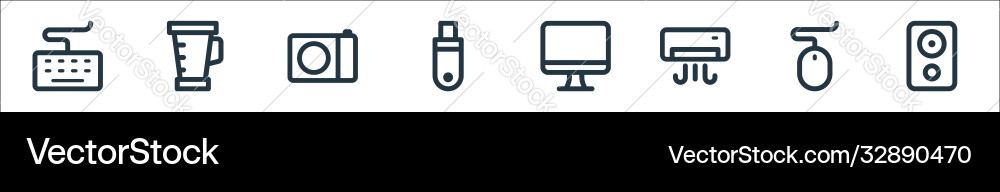 Electronic and device line icons linear set Electronic and device line icons linear set vector image