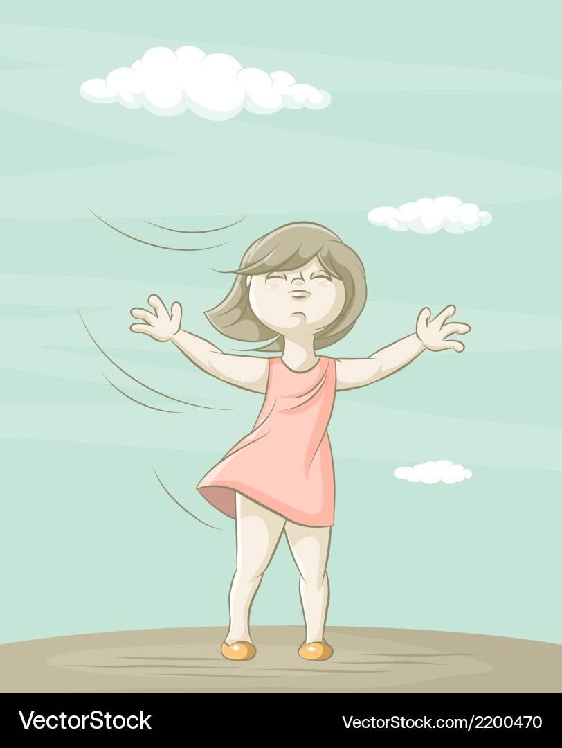 Girl and wind Vector Image