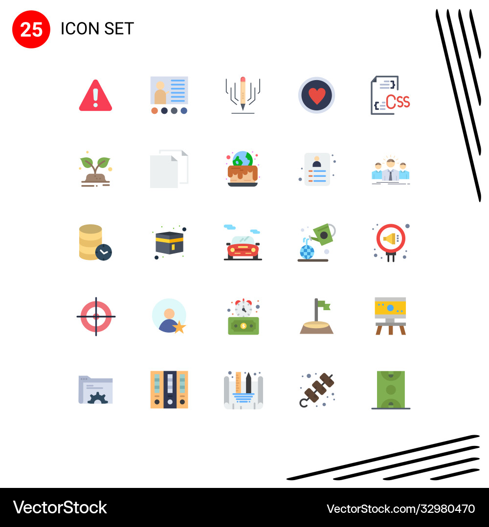 Group 25 modern flat colors set for coding Vector Image
