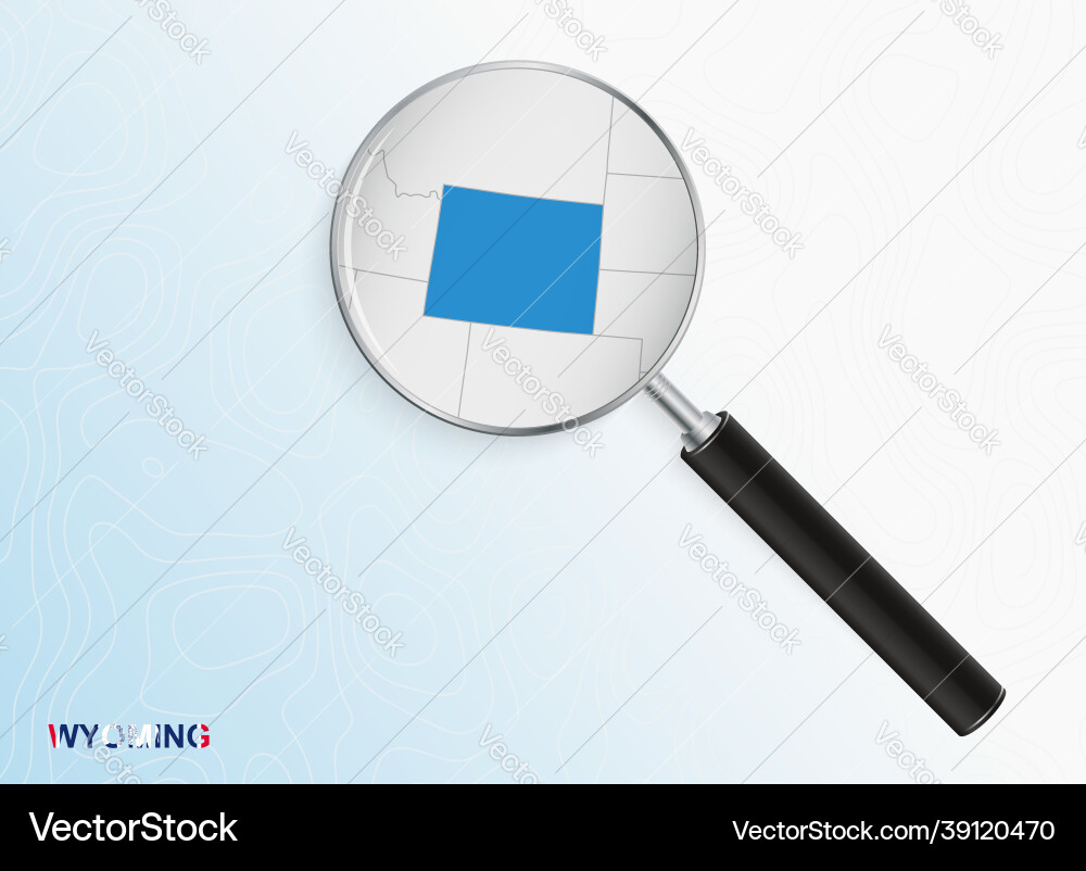 Magnifier with map of wyoming on abstract Magnifier with map of wyoming on abstract Vector Image