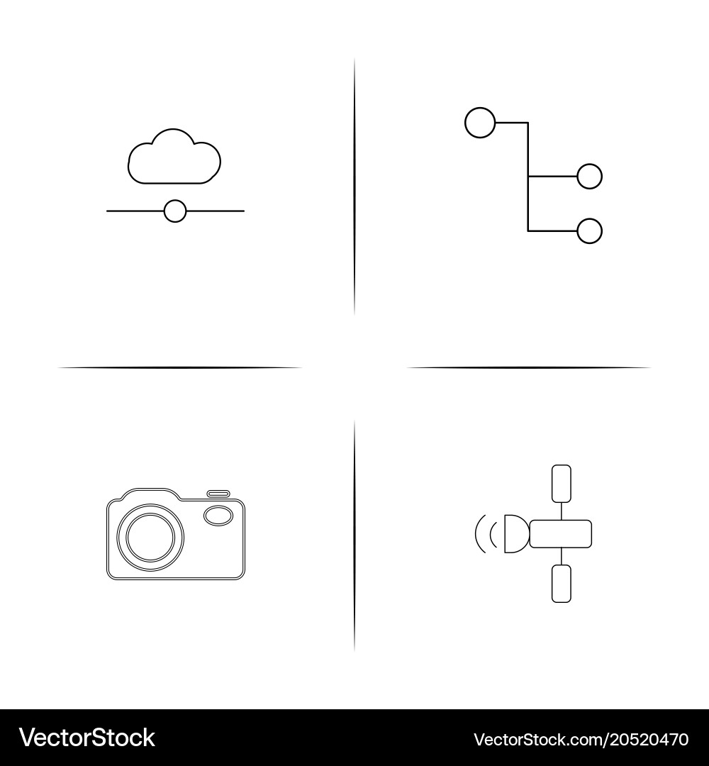 Network and database simple linear icons set vector image