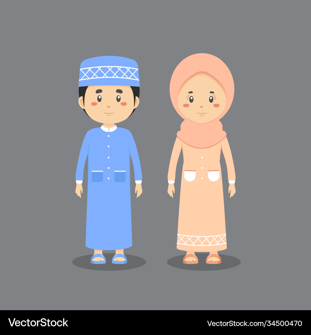 Paar Charakter tragen muslim Kleid Paar Charakter tragen muslim Kleid vektorbild