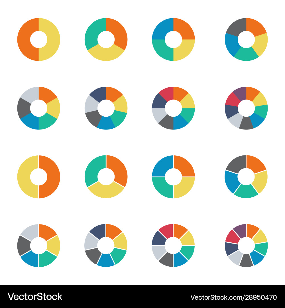 Pie Chart Set - Cycle Collection vector image