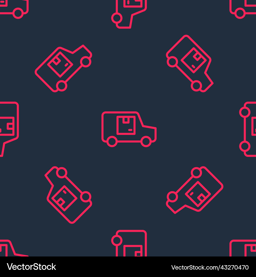 Red line delivery cargo truck vehicle icon Red line delivery cargo truck vehicle icon vector image