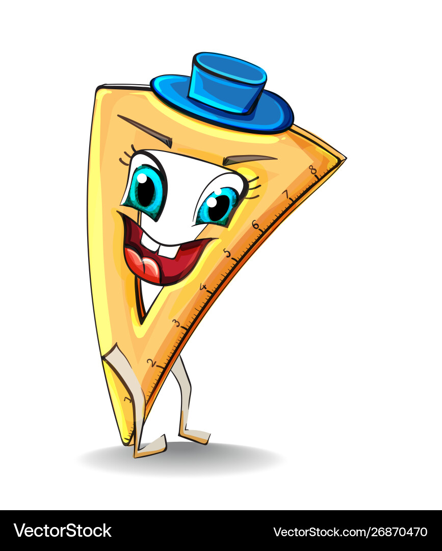 Ruler triangle funny character smiling Ruler triangle funny character smiling vector image