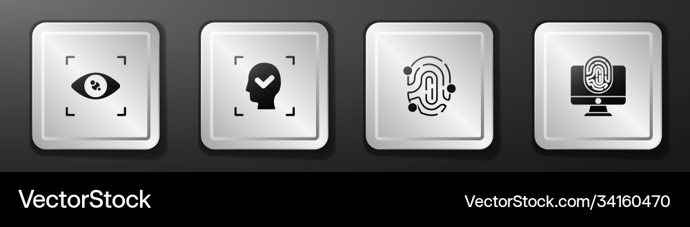 Set eye scan face recognition fingerprint Set eye scan face recognition fingerprint vector image