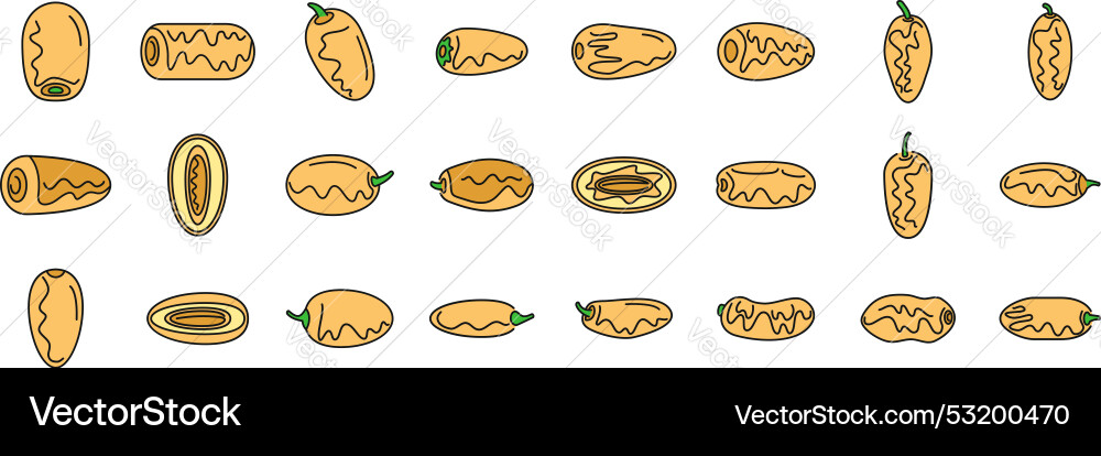 Set of date fruit icons showing different angles Set of date fruit icons showing different angles vector image