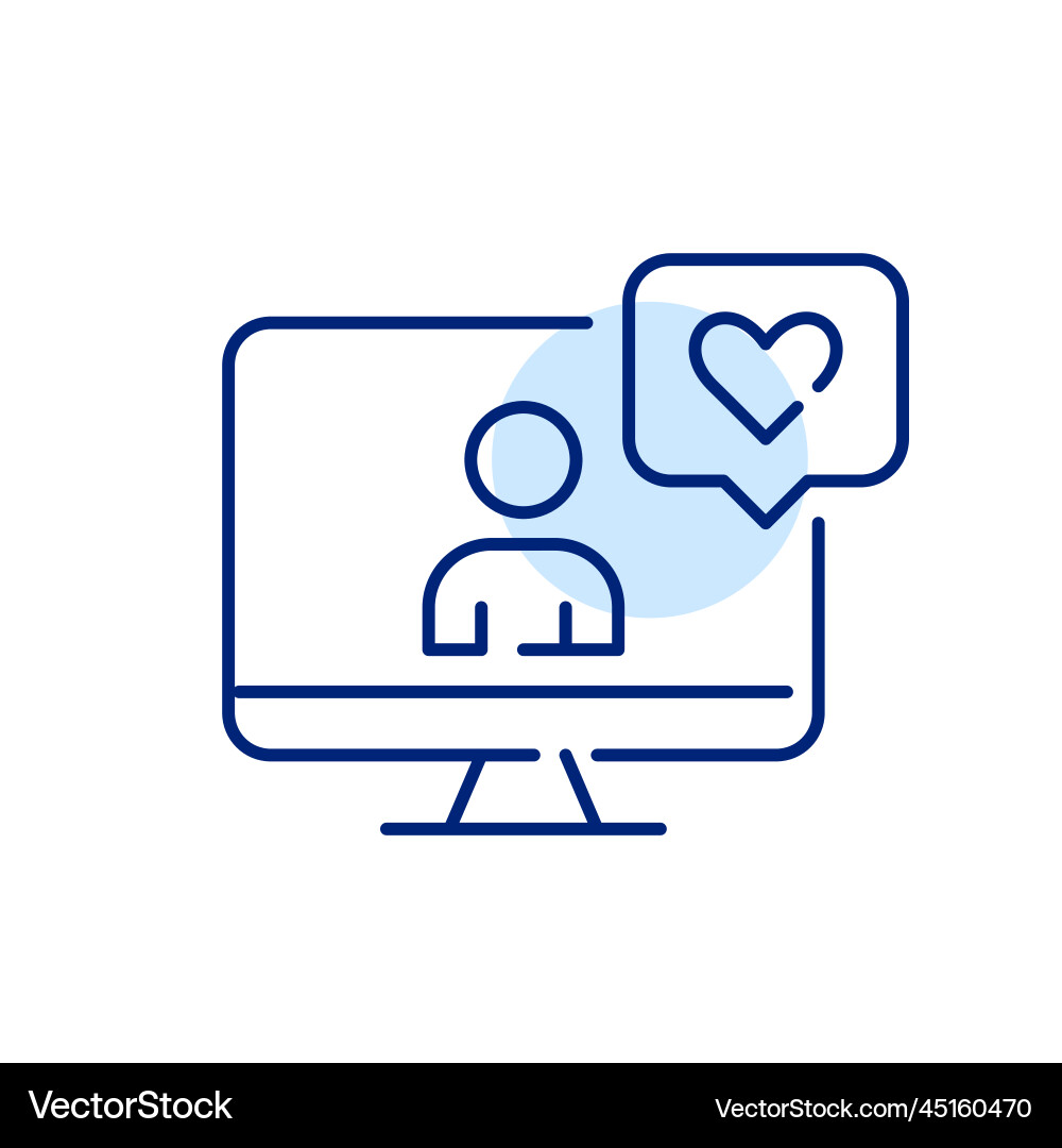 User profile on a computer monitor with like User profile on a computer monitor with like vector image