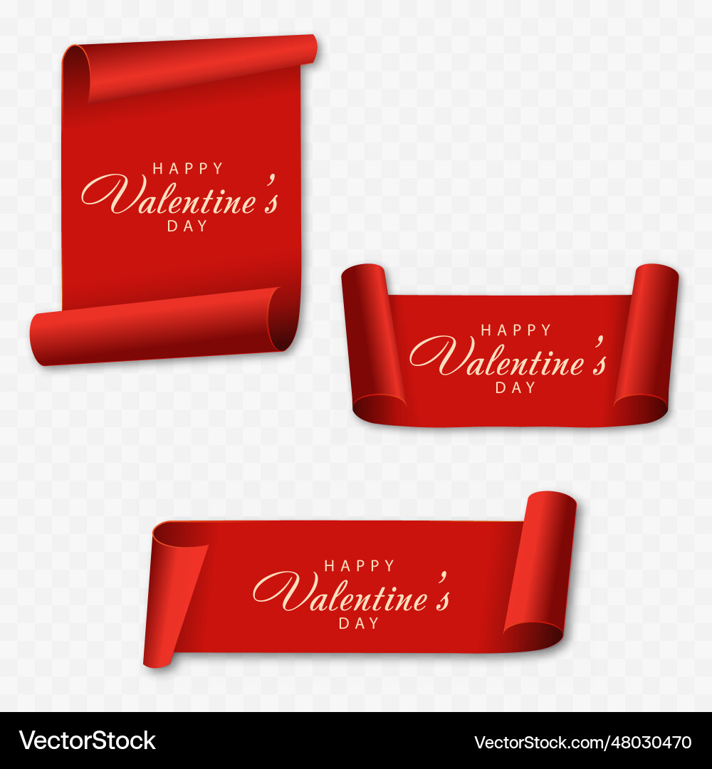 Valentines day card with red scroll vector image