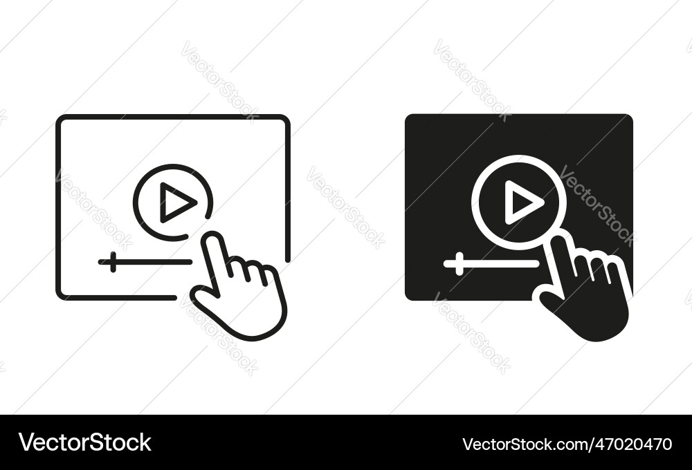 Video tutorials silhouette and line icon set Video tutorials silhouette and line icon set vector image