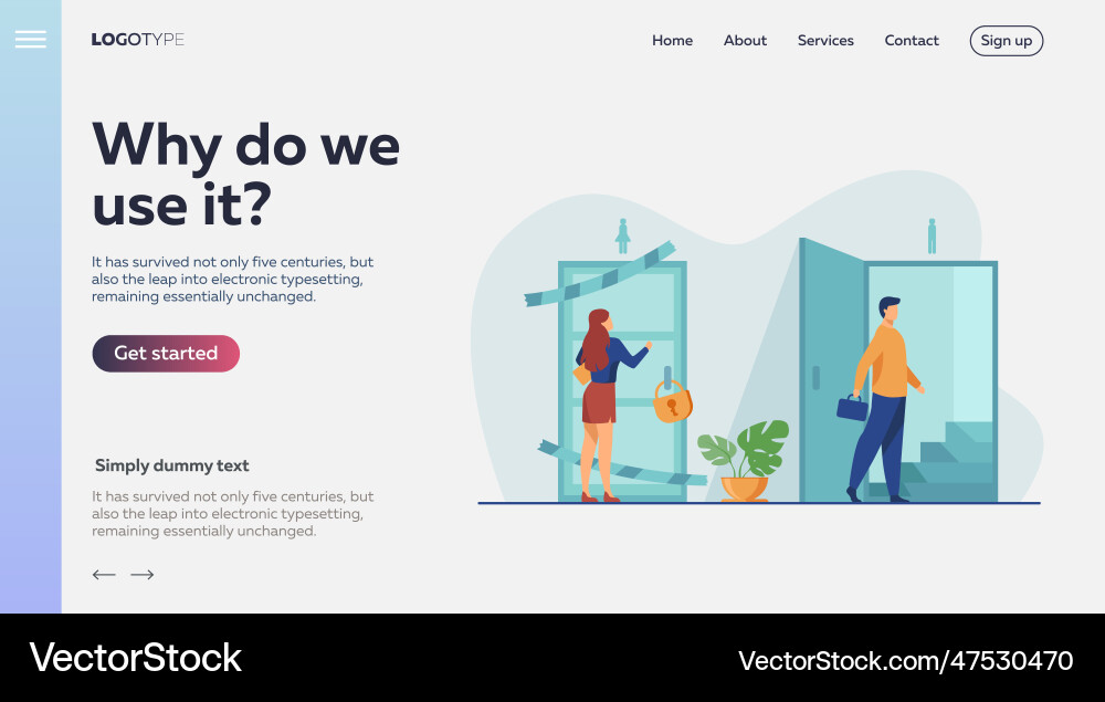 Woman knocking to locked and closed door Vector Image