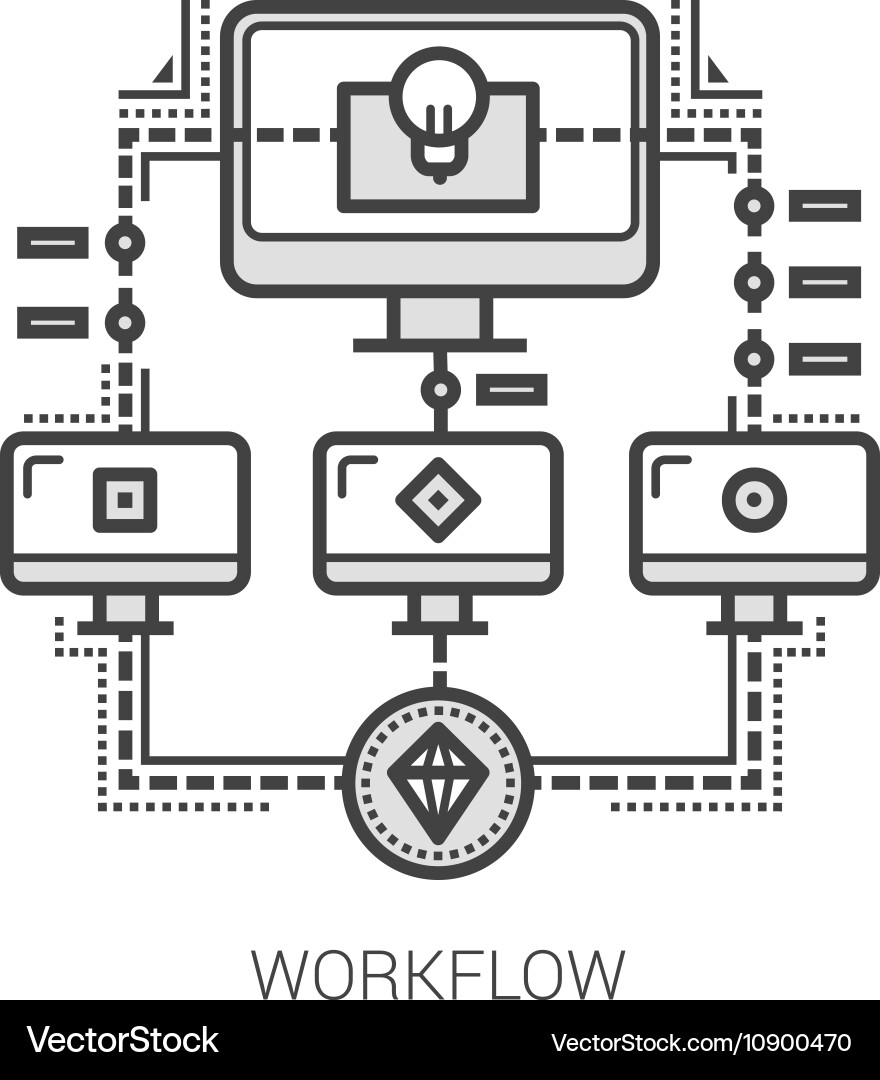 Workflow line icons Vector Image